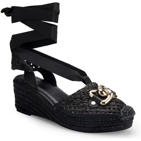 Aerosoles Scarlett Raffia Espadrille Wedge Sandal Ribbon Ankle Wrap Strap - Picture 2 of 15